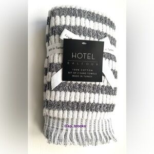 🎁2PC Hotel Balfour Grey and Off White Hand Towel Set - 100% Cotton